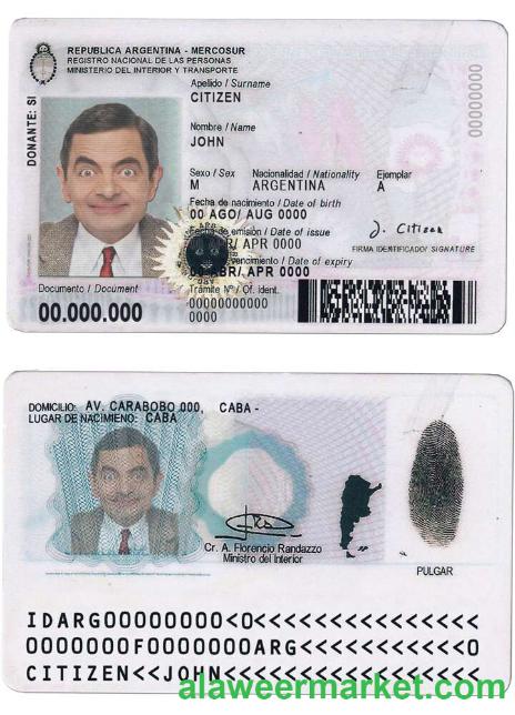 Argentina ID card template in PSD format, fully editable, with all fonts, 2020 – present